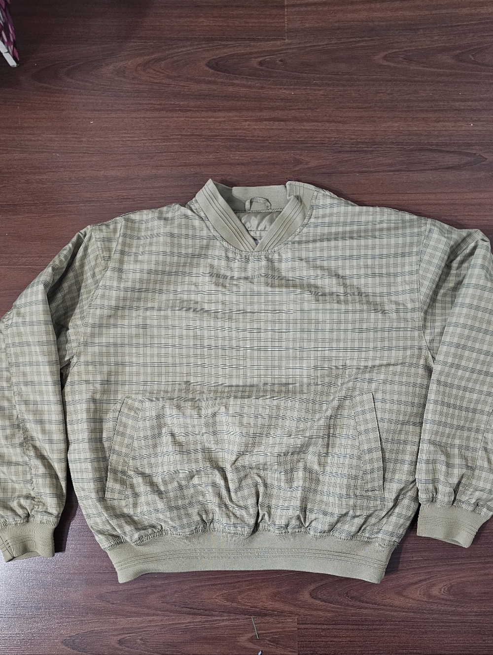 Perry Ellis Olive Green Plaid Pullover Sweater